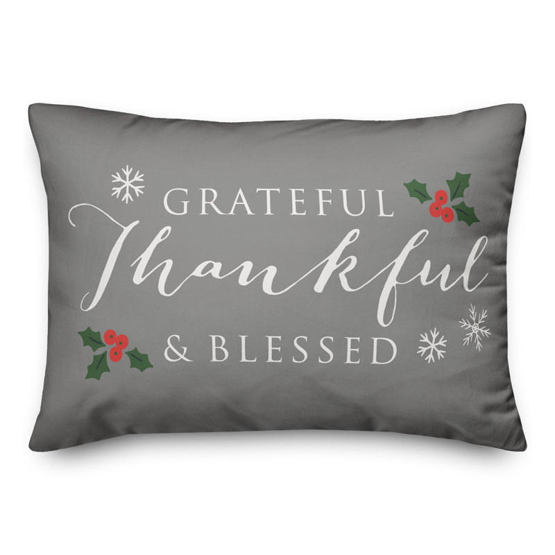  Coussin lombaire rectangulaire Grateful Thankful, Gris