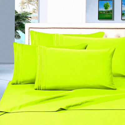 SilkLux 1800 Series Wrinkle-Free Bed Sheet Set - Luxury Silky-Soft Collection with Deep Pocket - 3-Piece Twin Lime - Top Quality Sheets
