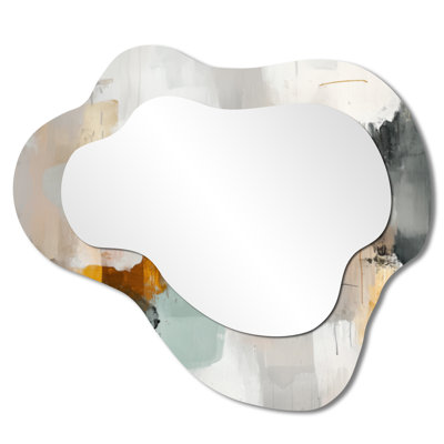 Fragmented Silence Of Minimalism Soft Colors I - Abstract Cloud Decorative Wall Mirror, Modern Vanity Mirror, Printed on Metal