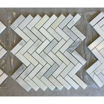 Statuary 1x3 Herringbone Marble Mosaic Tile