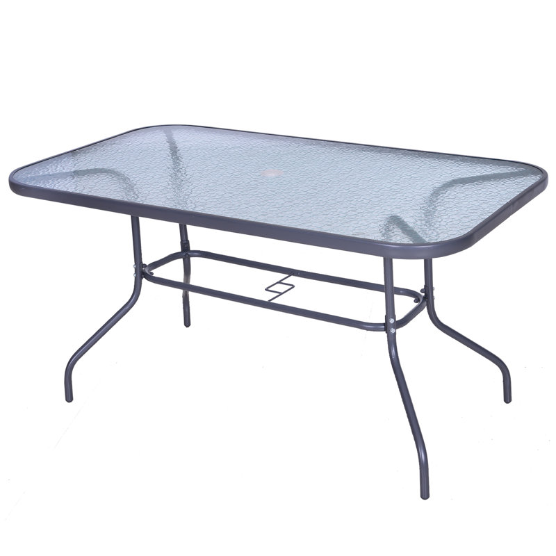 Carnstroan Garden Dining Table with Parasol Hole, 70cm H x 140cm W x 80cm D