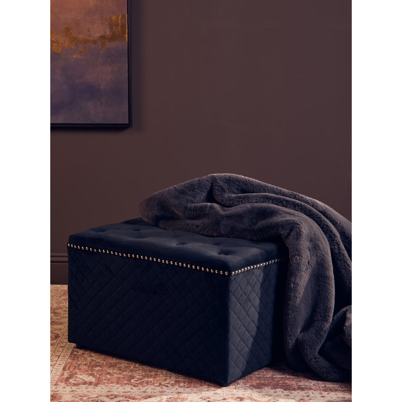 69cm Wide Velvet Standard Ottoman, Black