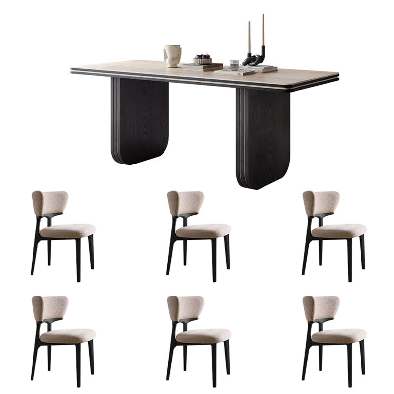 Ensemble de table de salle à manger rectangulaire vintage haut de gamme, H 29,5 po x L 55,1 po x l 29,5 po