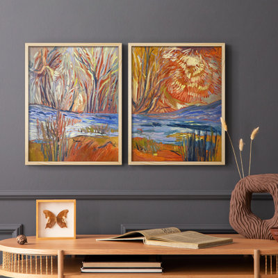 «Cadmium Winter Solstice I», reproduction encadrée de qualité supérieure - prête à être accrochée - aucun clou requis - aucun clou requis
