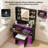 35.5" Black Modern Vanity Table With Led Mirror And Charging Station, 6 Storage Shelves-1893226226