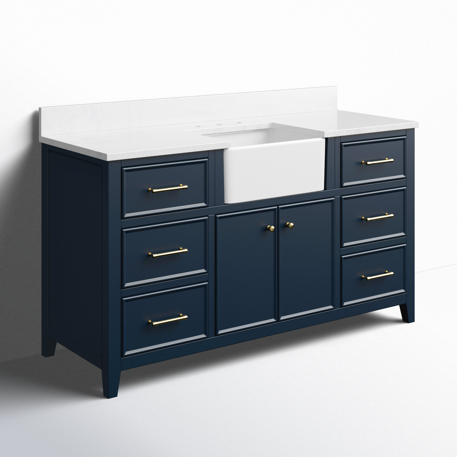 Aisa 60" Single Bathroom Vanity, Indigo Blue/Brushed Gold
