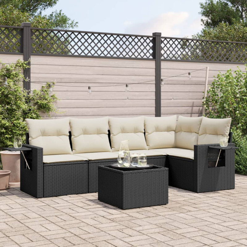 Vidaxl Garden Sofa Set Black, Cream White