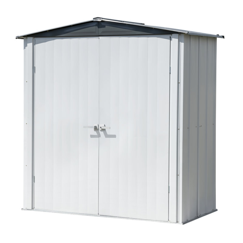 Flute Gray and Anthracite Steel Patio Shed with Swing Doors