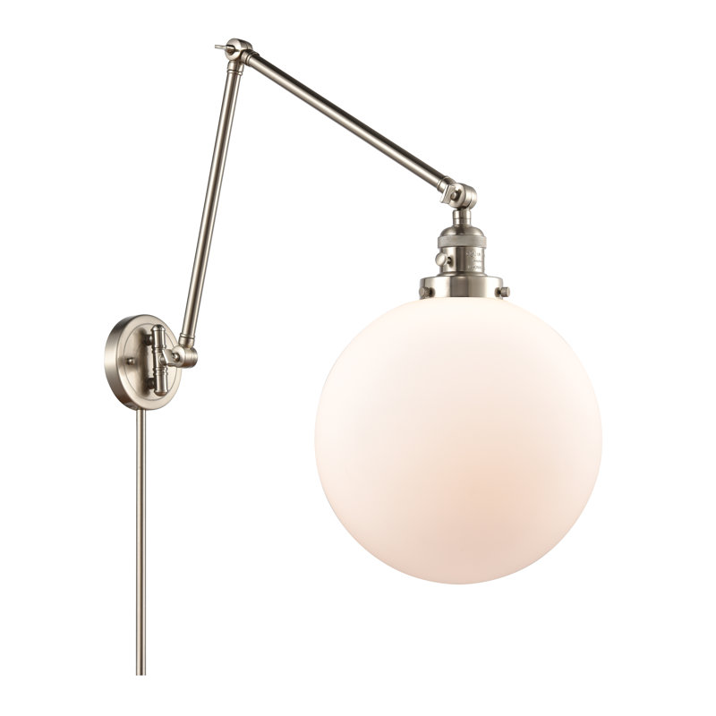 Maxwell Swing Arm Sconce, Brushed Satin Nickel, Matte White, 34" H x 12" W x 34" D