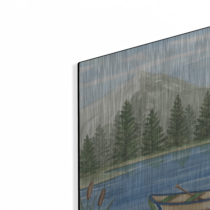 Art mural en métal luxueux «Canoeing On The Lake» par Deb Strain, 24 po x 24 po, H 24 po x l 24 po