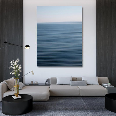 Alcott Hill® Plank, Savanah Gallery Wrapped Canvas Art Titled: Abstract blue horizon