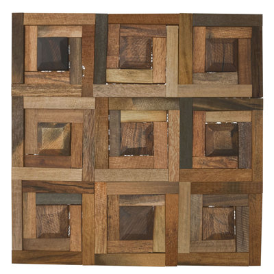 11 7/8"W x 11 7/8"H x 1/2"P Wedge Mosaic Wall Tile, Old Boat Wood