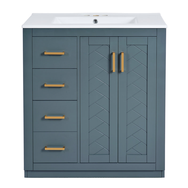 Kokkina 30'' Bathroom Vanity With Ceramic Sink, Blue