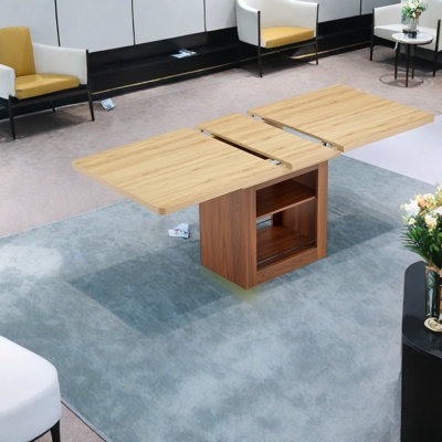 Tables de salle à manger extensibles en noyer, structure en bois aggloméré, conception moderne peu encombrante