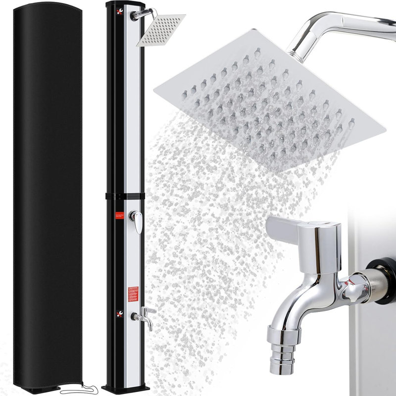 Solar Powered Stainless Steel Free Standing Outdoor Shower and Footwash Spout