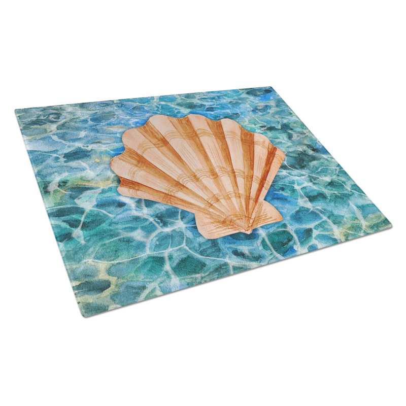 Caroline's Treasures Under Water Glass Scallop Shell Cutting Board