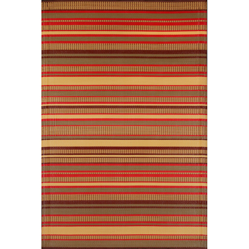 Tapis d'extérieur rayé brun chaud, Rectangle 6 pi x 9 pi