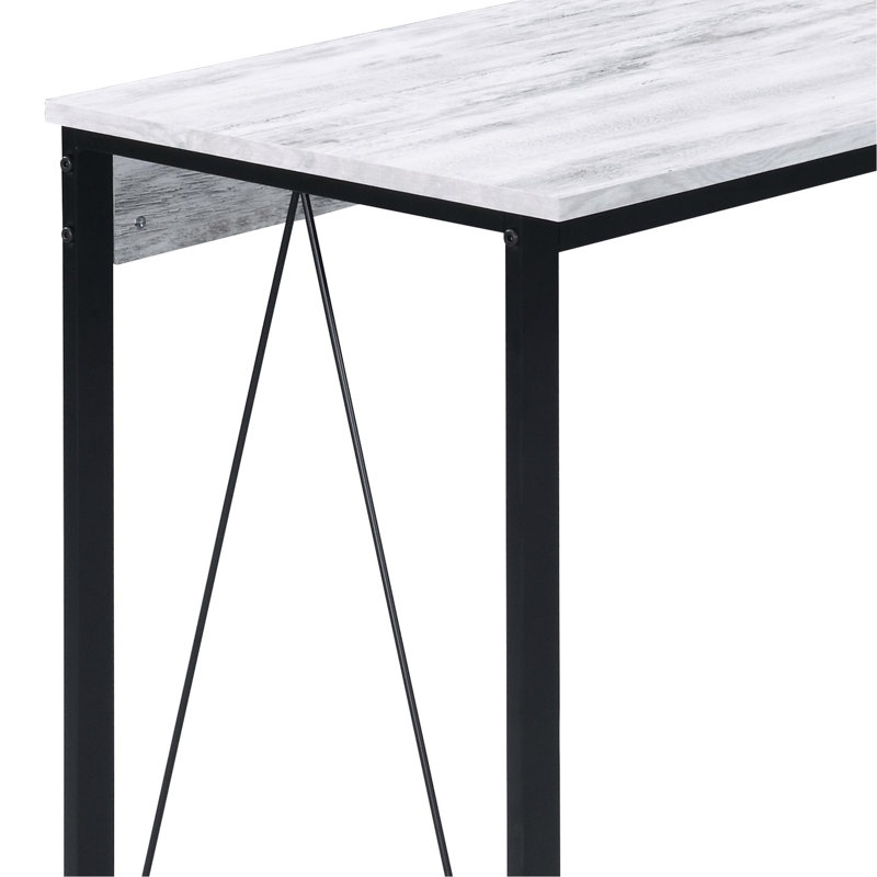 Antique White&black Desk - Modern Minimalist Design 15mm Thick Rectangular Tabletop Metal Base With V-shaped Feature Composite Wood Construction Sufficient Leg Space Writing And Stylish Office