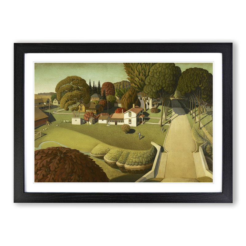 The Birthplace of Herbert Hoover by Grant Wood - Picture Frame Painting, Black Framed, 27cm H x 36cm W x 2cm D