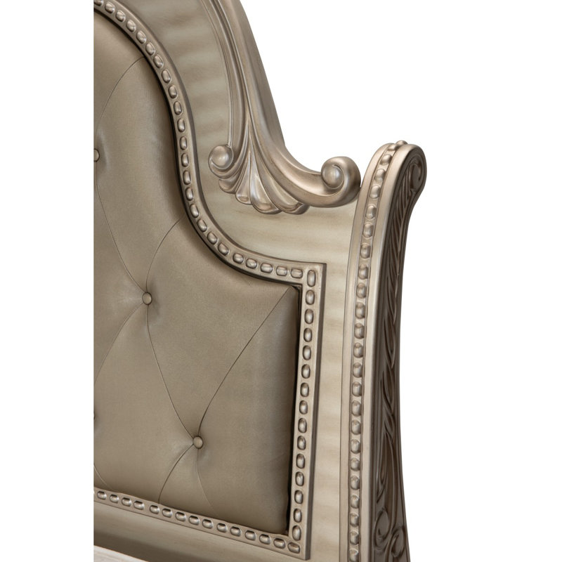 Grand lit-bateau tapissier Elisya Cherryl, Grand, Argent