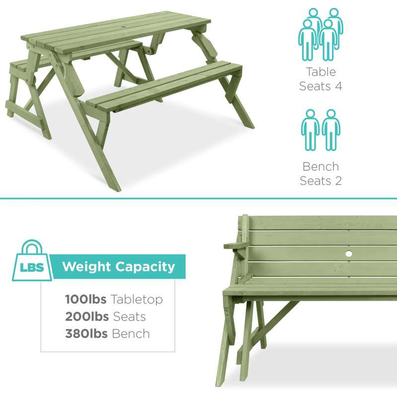 Table de pique-nique / banc de jardin, Vert sauge