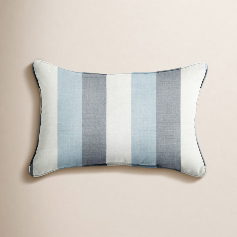 Coussin Adel Sunbrella, 12 po x 18 po, Bleu / blanc, À rayures