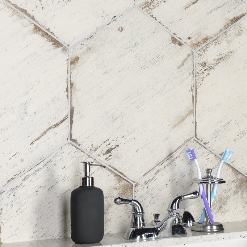 Retro Hex 14" x 16" Porcelain Wood Look Wall & Floor Tile