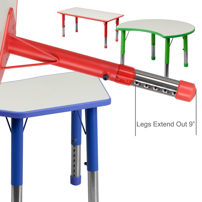 Goddard Rectangle Plastic Adjustable Height Kids Activity Table, Blue