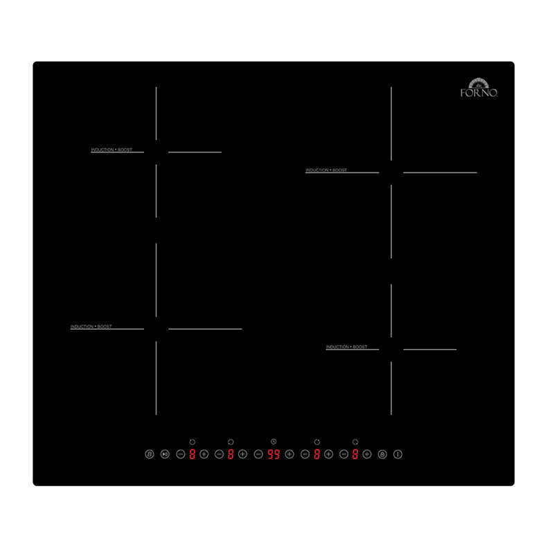 Plaque de cuisson à induction 24 po Forno Alta Qualita Parco, 4 zones, 7200 W, commande tactile, 9 niveaux de puissance