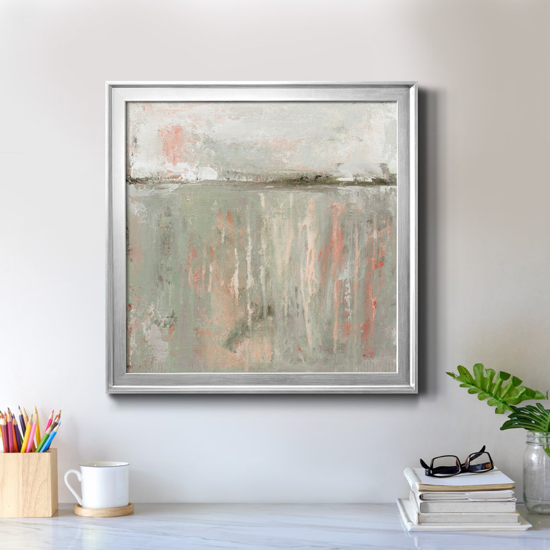 Softer Days - Peinture sur toile encadrée, H 34,5 po x l 34,5 po x P 1,5 po, Cadre argenté