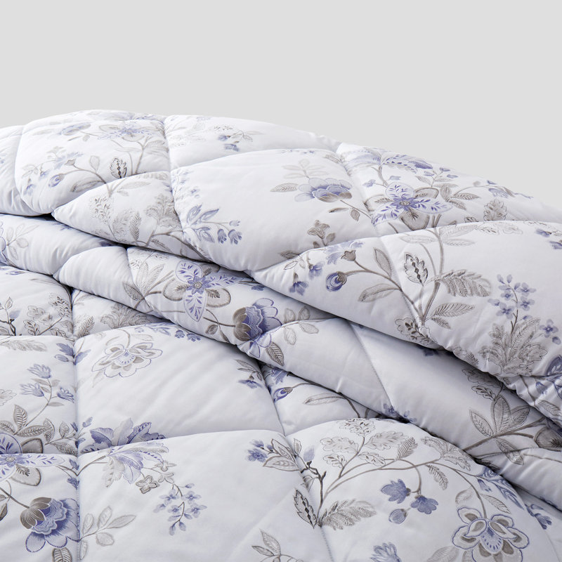Full/Queen White Microfiber Reversible Floral Bed in a Bag Set