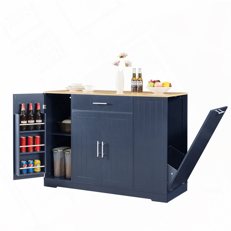 Îlots de cuisine avec tiroirs et poubelles de rangement pour la cuisine et la salle à manger, Marine