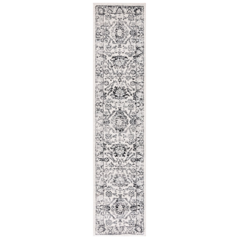 Tapis ivoire / noir Tulum 283, Tapis de couloir 2 pi x 9 pi