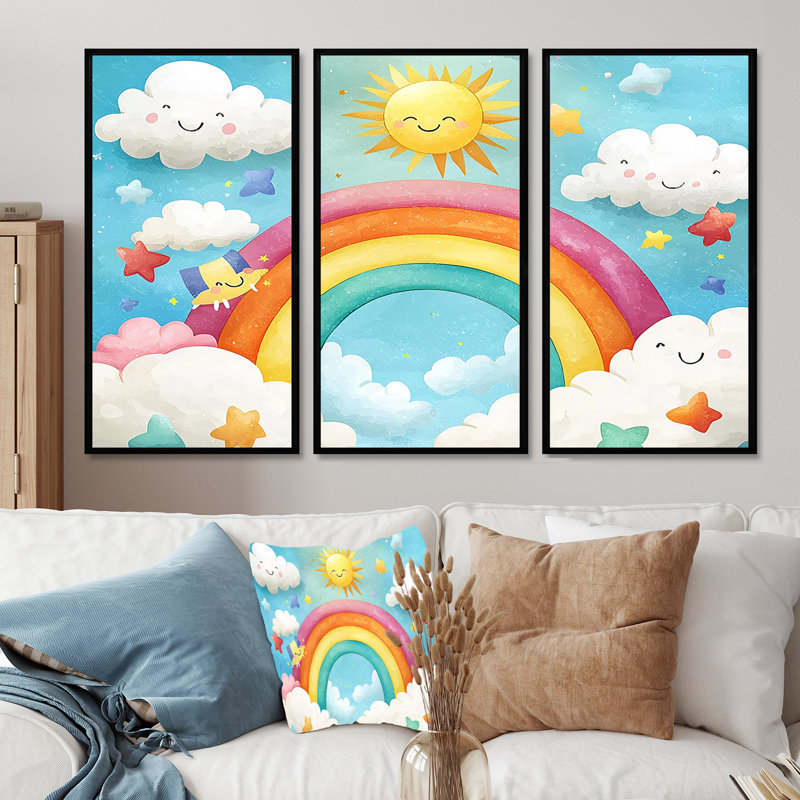 Rainbow Bright II - ensemble de reproduction d'art mural pour chambre de bébé, H 28 po x l 36 po x P 1 po