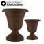Ensemble de 2 jardinières d'extérieur - grandes et petites jardinières à urne - pots à plantes en plastique pour décoration intérieure, extérieure ou porche par Pure Garden (brun)-1399743691