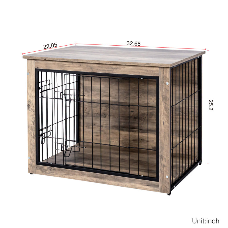Caisse pour chien moyenne en bois avec double ouverture - chenil d'intérieur pour animal