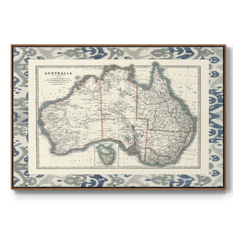 Carte frontalière de l'Australie, Noyer, H 25 po x l 37 po x P 2 po