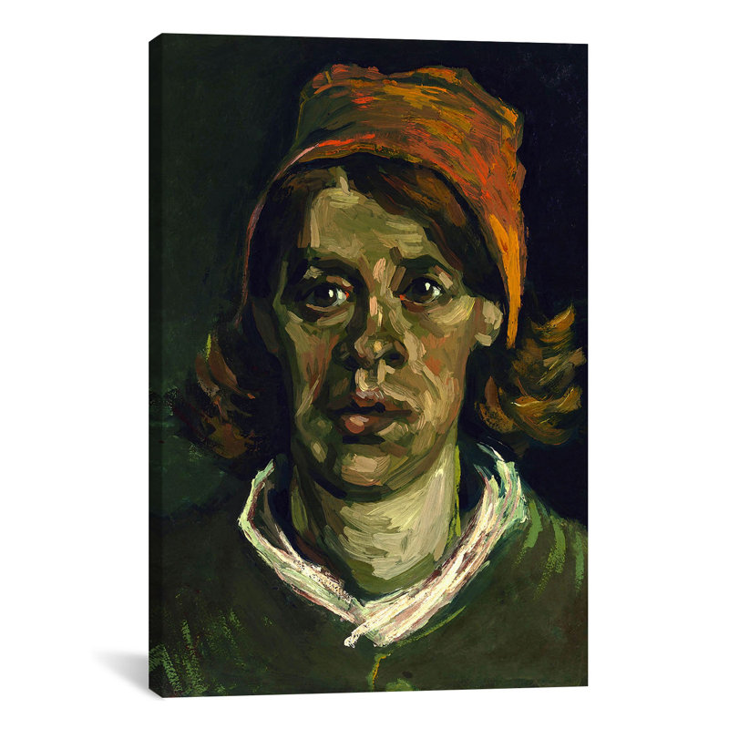 « head of a féminin » par vincent van gogh, reproduction d’art sur toile, H 18 po x l 12 po x P 1,5 po