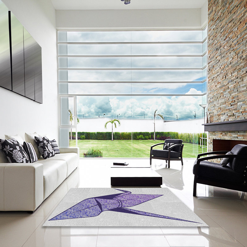 Tapis à motifs gris / violet, Carré 3 pi