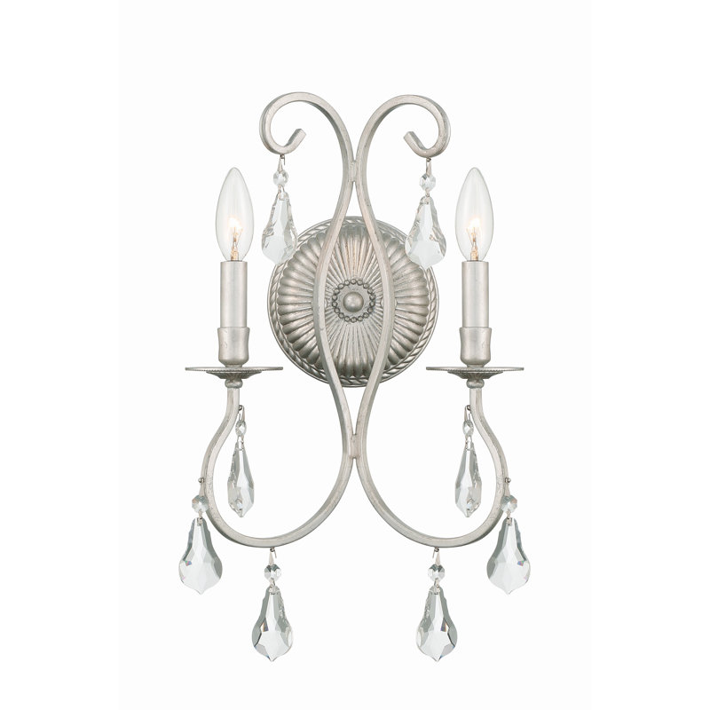 Archivaldo Candle Wall Light, Clear Majestic Wood Polished, Old Silver