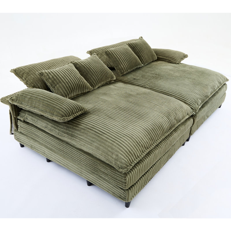 109" W Oversized Double Lounge Chaise, Green