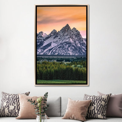 Grand Teton Sunrise Mountain Range I - Wall Art Print - Framed Canvas