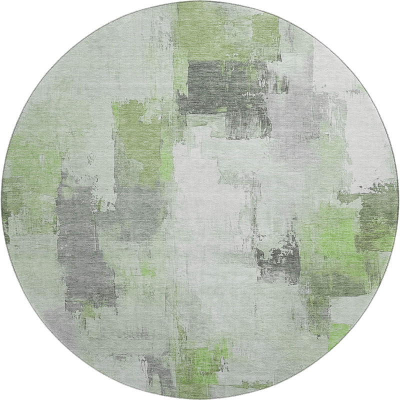 Premium Machine Washable Pinkston Abstract Rug, Round 8'