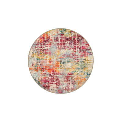 Multitone Pastel Pattern Base Decorative Machine Washable Rug