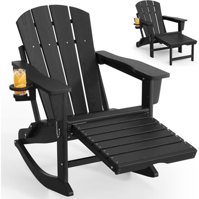 1pcs Folding Adirondack Rocking Chair, with Retractable Ottoman