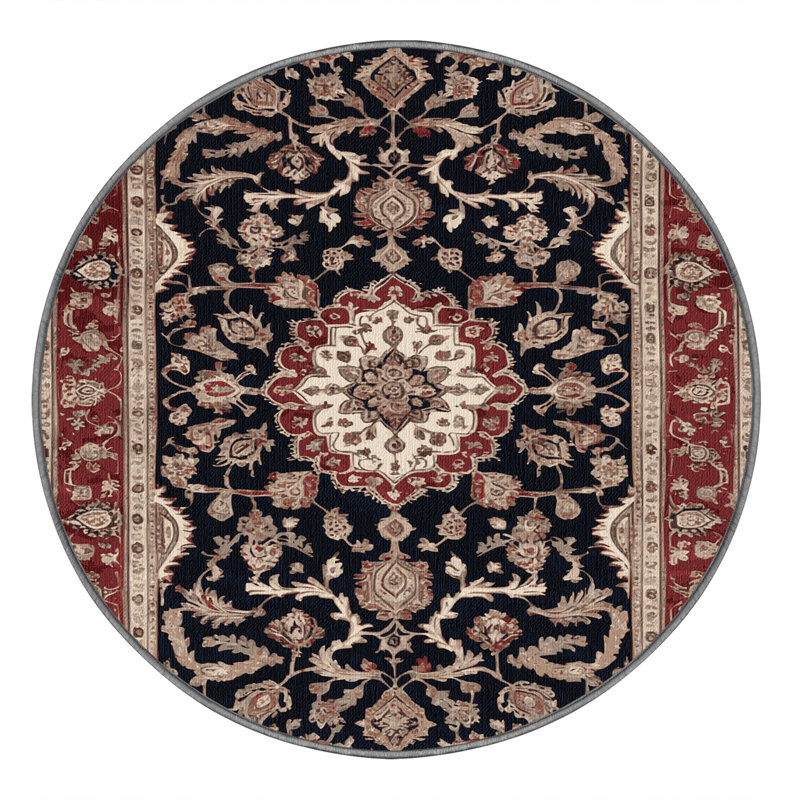 Machine Washable Persian Gray Area Rug, Round 7'
