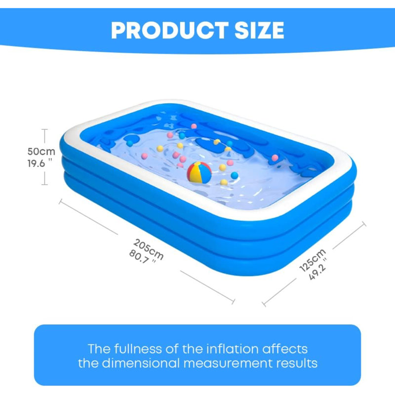 Polyvinyl Chloride (PVC) Round Inflatable Pool 135cm H x 60cm W x 210cm L