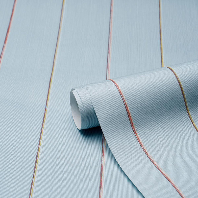 Papier peint à rayures Schumacher X, Bleu clair