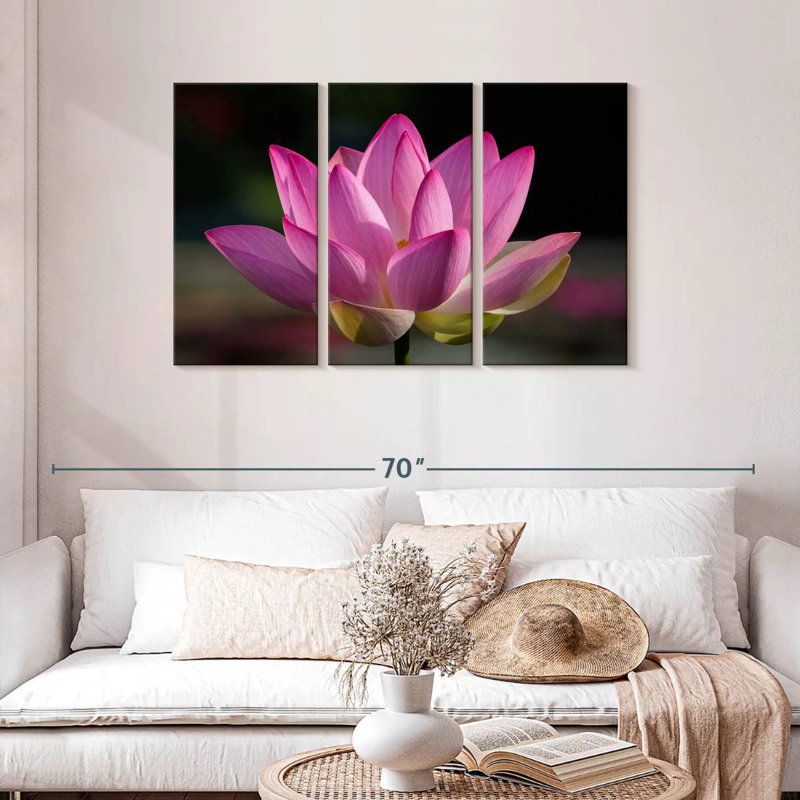 Harnek précieuse fleur de lotus rose, H 42 po x l 65 po