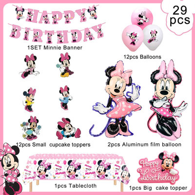 Trousse de 29 décorations pour une fête d'anniversaire Minnie Mouse pour enfants